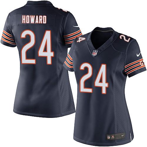 Nike Bears #24 Jordan Howard Navy Blue Team Color Women's Stitched NFL Elite Jersey