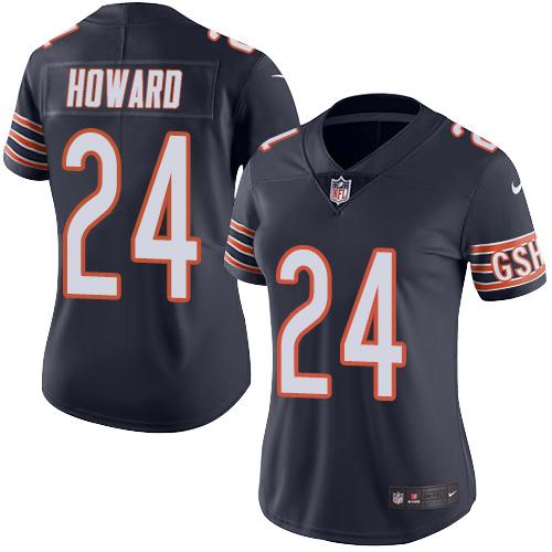 Nike Bears #24 Jordan Howard Navy Blue Women's Stitched NFL Limited Rush Jersey