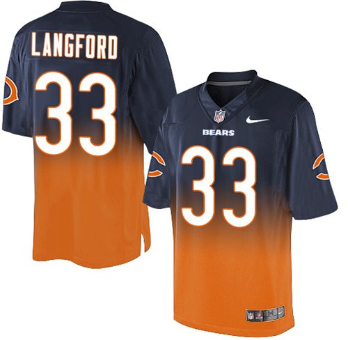 Nike Bears #33 Jeremy Langford Navy Blue Orange Men's Stitched NFL Elite Fadeaway Fashion Jersey Nike Bears #33 Jeremy Langford Navy Blue Orange Men's Stitched NFL Elite Fadeaway Fashion Jersey