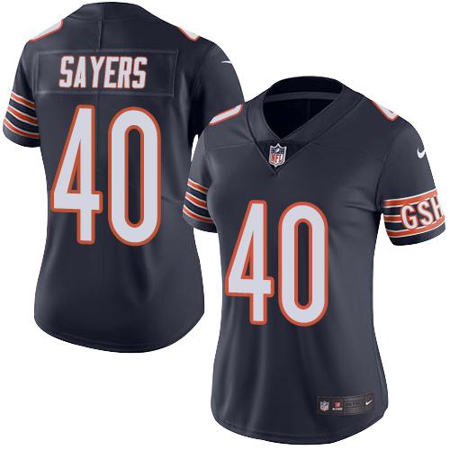 Nike Bears #40 Gale Sayers Navy Blue Women's Stitched NFL Limited Rush Jersey
