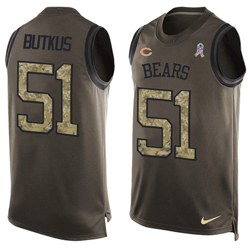 Nike Bears #51 Dick Butkus Green Men's Stitched NFL Limited Salute To Service Tank Top Jersey Nike Bears #51 Dick Butkus Green Men's Stitched NFL Limited Salute To Service Tank Top Jersey