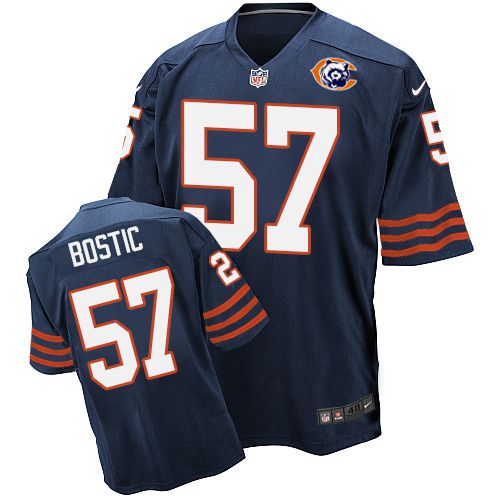 Nike Bears #57 Jon Bostic Navy Blue Throwback Men's Stitched NFL Elite Jersey Nike Bears #57 Jon Bostic Navy Blue Throwback Men's Stitched NFL Elite Jersey