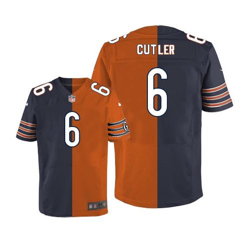Nike Bears #6 Jay Cutler Navy Blue Orange Men's Stitched NFL Elite Split Jersey Nike Bears #6 Jay Cutler Navy Blue Orange Men's Stitched NFL Elite Split Jersey