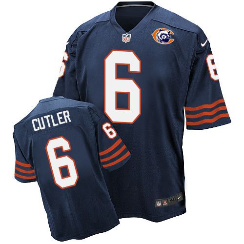 Nike Bears #6 Jay Cutler Navy Blue Throwback Men's Stitched NFL Elite Jersey Nike Bears #6 Jay Cutler Navy Blue Throwback Men's Stitched NFL Elite Jersey