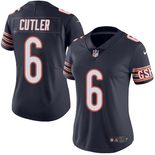 Nike Bears #6 Jay Cutler Navy Blue Women's Stitched NFL Limited Rush Jersey