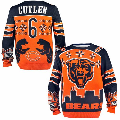 Nike Bears #6 Jay Cutler Orange Navy Blue Men's Ugly Sweater Nike Bears #6 Jay Cutler Orange Navy Blue Men's Ugly Sweater