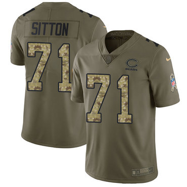 Nike Bears #71 Josh Sitton Olive Camo Youth Stitched NFL Limited 2017 Salute to Service Jersey