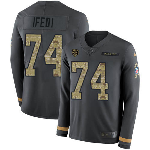 Nike Bears #74 Germain Ifedi Anthracite Salute to Service Men's Stitched NFL Limited Therma Long Sleeve Jersey Nike Bears #74 Germain Ifedi Anthracite Salute to Service Men's Stitched NFL Limited Therma Long Sleeve Jersey