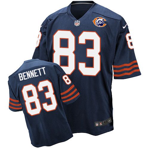 Nike Bears #83 Martellus Bennett Navy Blue Throwback Men's Stitched NFL Elite Jersey Nike Bears #83 Martellus Bennett Navy Blue Throwback Men's Stitched NFL Elite Jersey