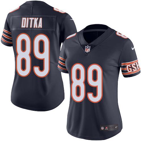 Nike Bears #89 Mike Ditka Navy Blue Women's Stitched NFL Limited Rush Jersey