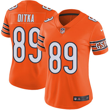 Nike Bears #89 Mike Ditka Orange Women's Stitched NFL Limited Rush Jersey - 副本