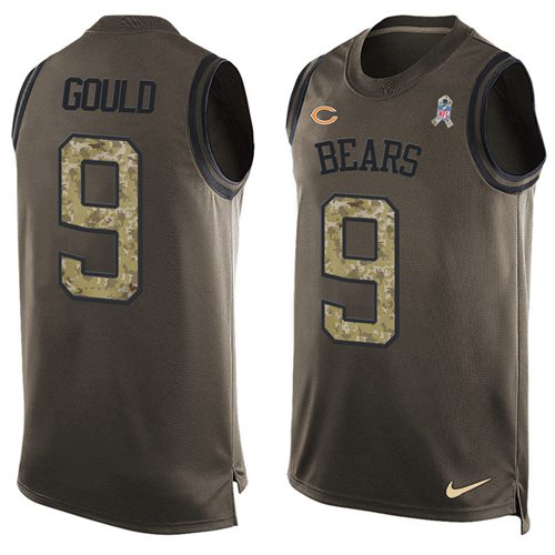 Nike Bears #9 Robbie Gould Green Men's Stitched NFL Limited Salute To Service Tank Top Jersey Nike Bears #9 Robbie Gould Green Men's Stitched NFL Limited Salute To Service Tank Top Jersey