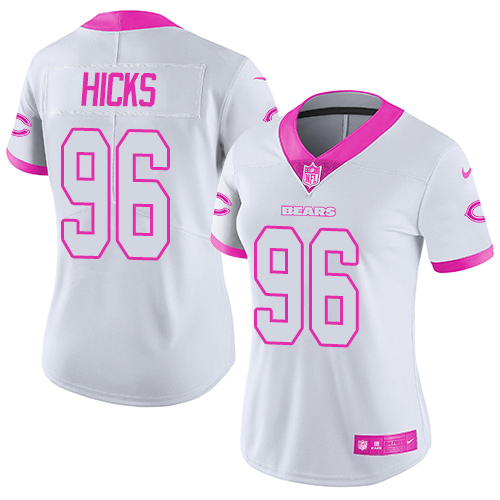 Nike Bears #96 Akiem Hicks White Pink Women's Stitched NFL Limited Rush Fashion Jersey