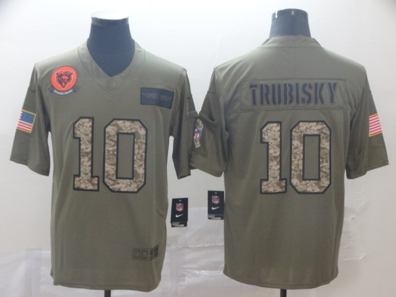 Nike Bears 10 Mitchell Trubisky 2019 Olive Camo Salute To Service Limited Jersey Nike Bears 10 Mitchell Trubisky 2019 Olive Camo Salute To Service Limited Jersey