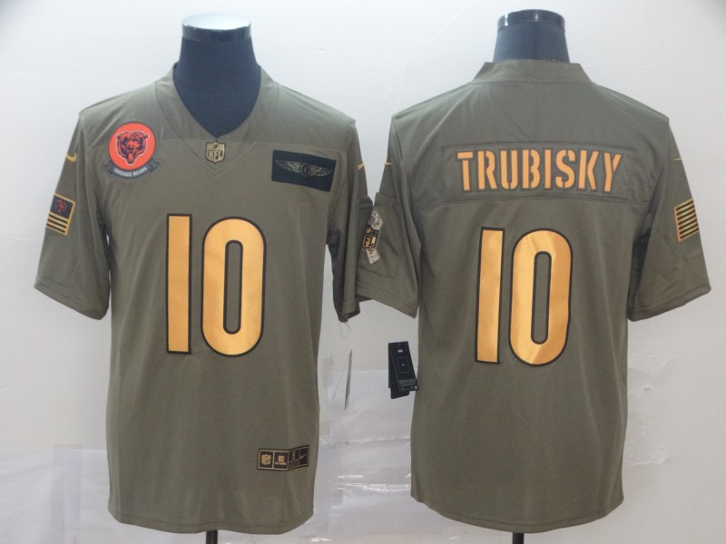 Nike Bears 10 Mitchell Trubisky 2019 Olive Gold Salute To Service Limited Jersey Nike Bears 10 Mitchell Trubisky 2019 Olive Gold Salute To Service Limited Jersey