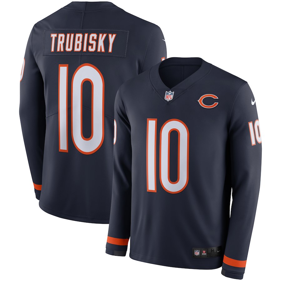 Nike Bears 10 Mitchell Trubisky Navy Therma Long Sleeve Jersey Nike Bears 10 Mitchell Trubisky Navy Therma Long Sleeve Jersey