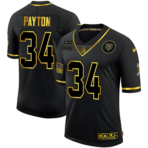 Nike Bears 34 Walter Payton Black Gold 2020 Salute To Service Limited Jersey Nike Bears 34 Walter Payton Black Gold 2020 Salute To Service Limited Jersey