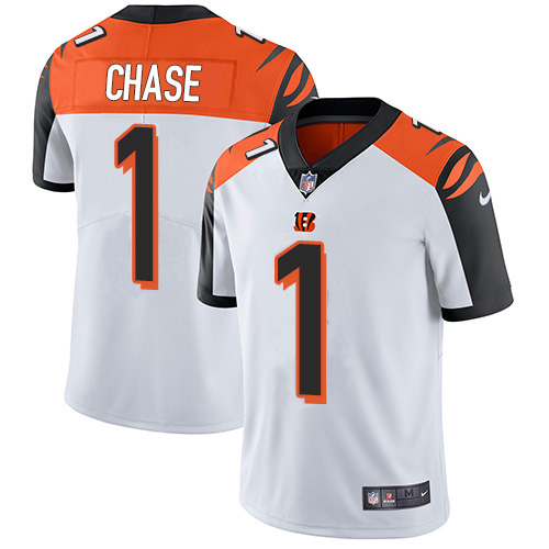 Nike Bengals #1 Ja'Marr Chase White Men's Stitched NFL Vapor Untouchable Limited Jersey Nike Bengals #1 Ja'Marr Chase White Men's Stitched NFL Vapor Untouchable Limited Jersey