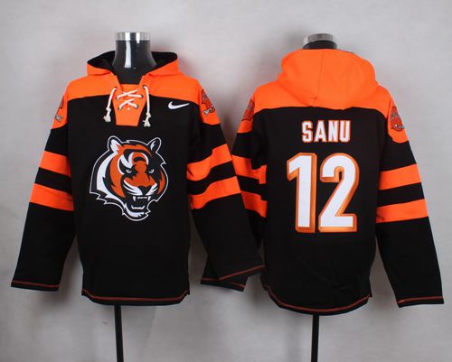 Nike Bengals #12 Mohamed Sanu Black Player Pullover NFL Hoodie Nike Bengals #12 Mohamed Sanu Black Player Pullover NFL Hoodie