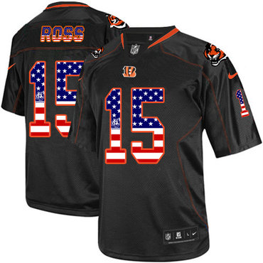 Nike Bengals #15 John Ross Black Men's Stitched NFL Elite USA Flag Fashion Jersey Nike Bengals #15 John Ross Black Men's Stitched NFL Elite USA Flag Fashion Jersey