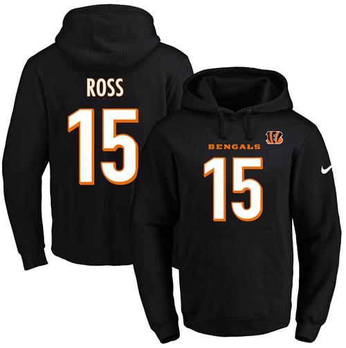 Nike Bengals #15 John Ross Black Name & Number Pullover NFL Hoodie Nike Bengals #15 John Ross Black Name & Number Pullover NFL Hoodie