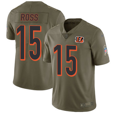 Nike Bengals #15 John Ross Olive Men's Stitched NFL Limited 2017 Salute To Service Jersey