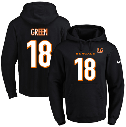 Nike Bengals #18 A.J. Green Black Name & Number Pullover NFL Hoodie Nike Bengals #18 A.J. Green Black Name & Number Pullover NFL Hoodie
