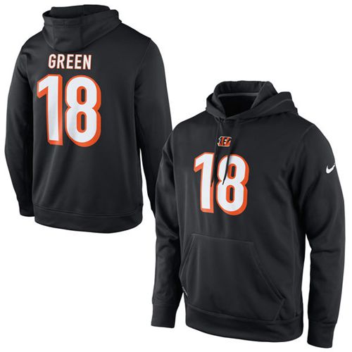 Nike Bengals #18 A.J. Green Black Player Pullover Performance NFL Hoodie Nike Bengals #18 A.J. Green Black Player Pullover Performance NFL Hoodie
