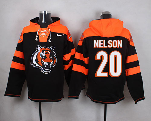 Nike Bengals #20 Reggie Nelson Black Player Pullover NFL Hoodie
