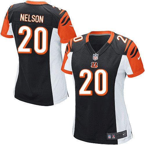 Nike Bengals #20 Reggie Nelson Black Team Color Women's Stitched NFL Elite Jersey