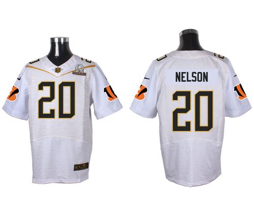 Nike Bengals #20 Reggie Nelson White 2016 Pro Bowl Men's Stitched NFL Elite Jersey