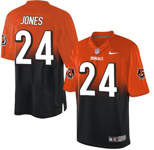 Nike Bengals #24 Adam Jones Orange  Black Men's Stitched NFL Elite Fadeaway Fashion Jersey