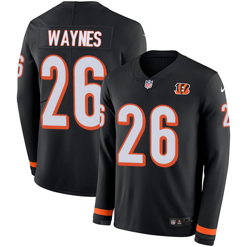 Nike Bengals #26 Trae Waynes Black Team Color Men's Stitched NFL Limited Therma Long Sleeve Jersey Nike Bengals #26 Trae Waynes Black Team Color Men's Stitched NFL Limited Therma Long Sleeve Jersey