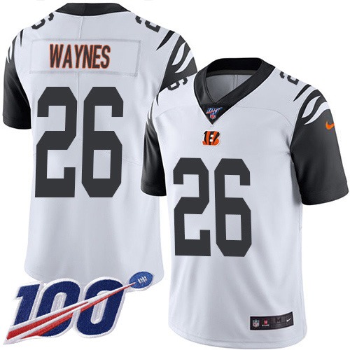 Nike Bengals #26 Trae Waynes White Men's Stitched NFL Limited Rush 100th Season Jersey Nike Bengals #26 Trae Waynes White Men's Stitched NFL Limited Rush 100th Season Jersey