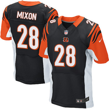 Nike Bengals #28 Joe Mixon Black Team Color Men's Stitched NFL Elite Jersey Nike Bengals #28 Joe Mixon Black Team Color Men's Stitched NFL Elite Jersey