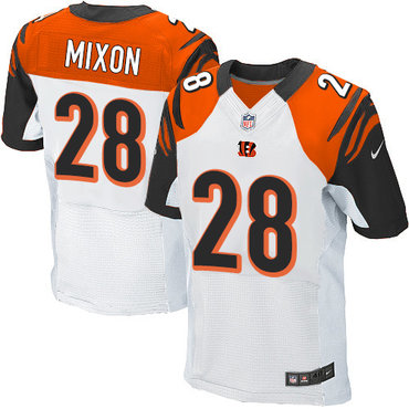 Nike Bengals #28 Joe Mixon White Men's Stitched NFL Elite Jersey Nike Bengals #28 Joe Mixon White Men's Stitched NFL Elite Jersey