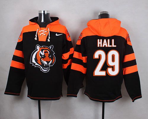 Nike Bengals #29 Leon Hall Black Player Pullover NFL Hoodie Nike Bengals #29 Leon Hall Black Player Pullover NFL Hoodie