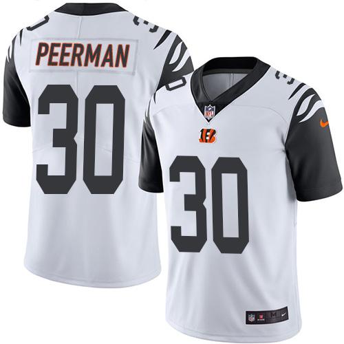 Nike Bengals #30 Cedric Peerman White Men's Stitched NFL Limited Rush Jersey Nike Bengals #30 Cedric Peerman White Men's Stitched NFL Limited Rush Jersey