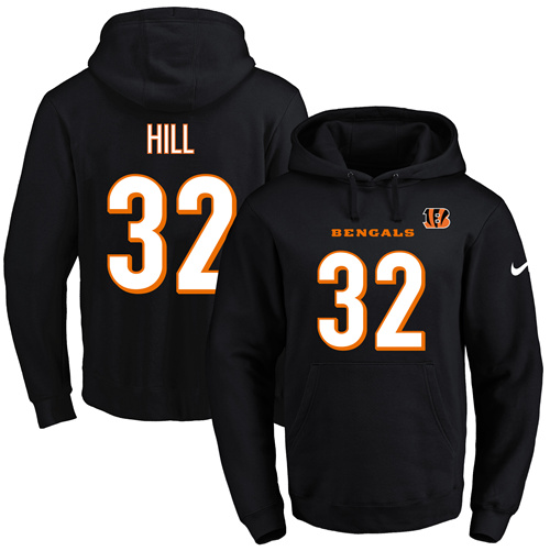 Nike Bengals #32 Jeremy Hill Black Name & Number Pullover NFL Hoodie Nike Bengals #32 Jeremy Hill Black Name & Number Pullover NFL Hoodie