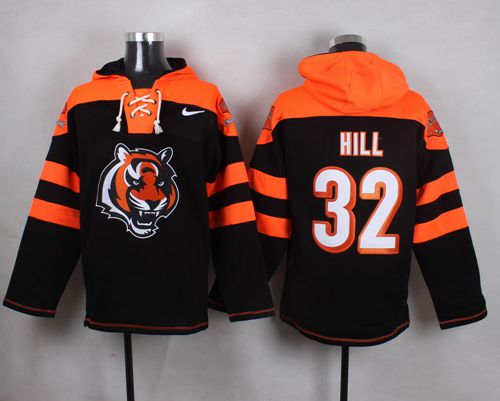 Nike Bengals #32 Jeremy Hill Black Player Pullover NFL Hoodie Nike Bengals #32 Jeremy Hill Black Player Pullover NFL Hoodie