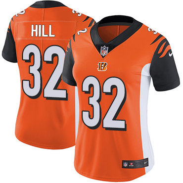 Nike Bengals #32 Jeremy Hill Orange Alternate Women's Stitched NFL Vapor Untouchable Limited Jersey