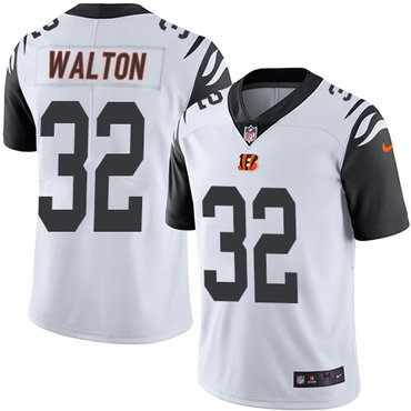 Nike Bengals #32 Mark Walton White Men's Stitched NFL Limited Rush Jersey Nike Bengals #32 Mark Walton White Men's Stitched NFL Limited Rush Jersey