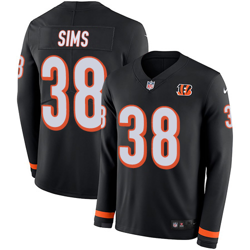 Nike Bengals #38 LeShaun Sims Black Team Color Men's Stitched NFL Limited Therma Long Sleeve Jersey Nike Bengals #38 LeShaun Sims Black Team Color Men's Stitched NFL Limited Therma Long Sleeve Jersey