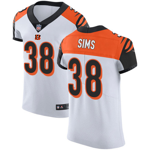Nike Bengals #38 LeShaun Sims White Men's Stitched NFL New Elite Jersey Nike Bengals #38 LeShaun Sims White Men's Stitched NFL New Elite Jersey