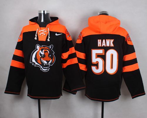 Nike Bengals #50 A.J. Hawk Black Player Pullover NFL Hoodie Nike Bengals #50 A.J. Hawk Black Player Pullover NFL Hoodie