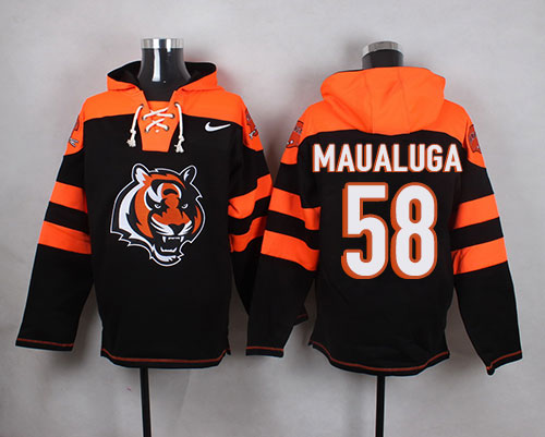 Nike Bengals #58 Rey Maualuga Black Player Pullover NFL Hoodie Nike Bengals #58 Rey Maualuga Black Player Pullover NFL Hoodie