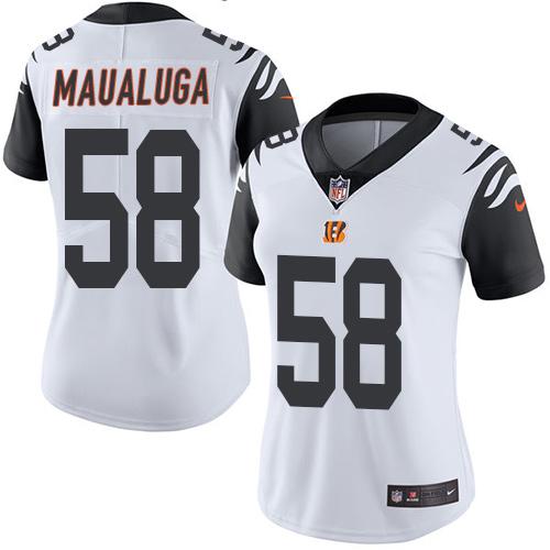 Nike Bengals #58 Rey Maualuga White Women's Stitched NFL Limited Rush Jersey