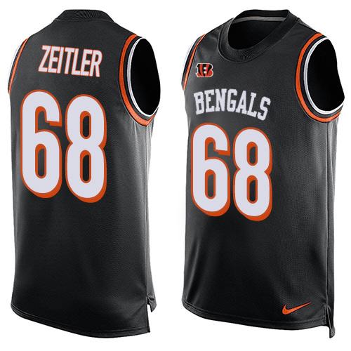 Nike Bengals #68 Kevin Zeitler Black Team Color Men's Stitched NFL Limited Tank Top Jersey