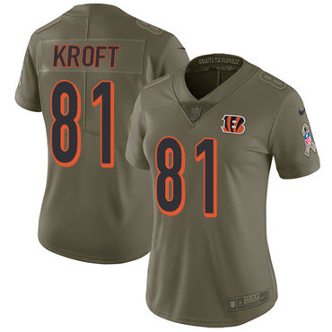 Nike Bengals #81 Tyler Kroft Olive Women's Stitched NFL Limited 2017 Salute to Service Jersey