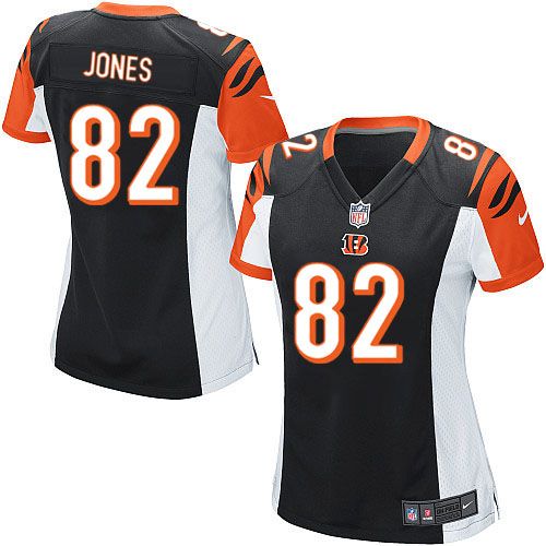 Nike Bengals #82 Marvin Jones Black Team Color Women's Stitched NFL Elite Jersey